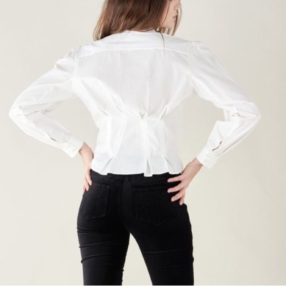 Anine Bing Victoria Pleated Cotton-poplin Blouse NWT Large - Picture 2 of 10